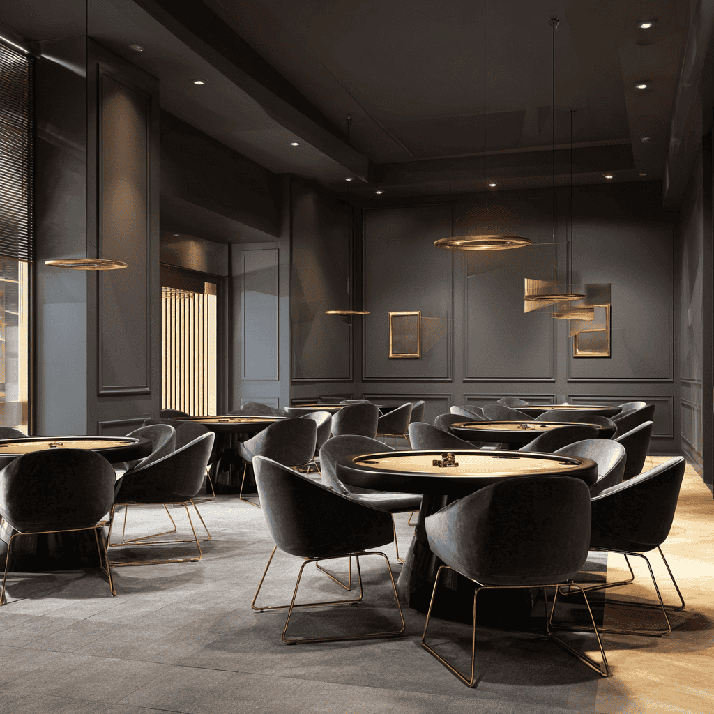Elegant interior of Casino Gdynia Grand showcasing luxurious gaming tables and an array of slot machines